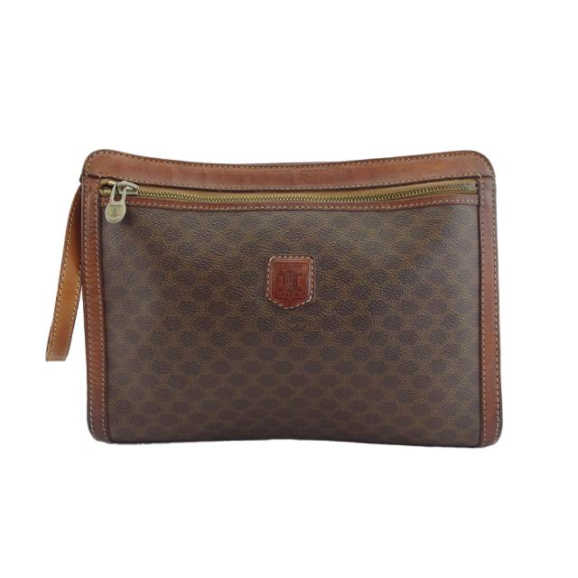 セリーヌ CELINE クラッチバッグマカダム ブラウン×ベージュ