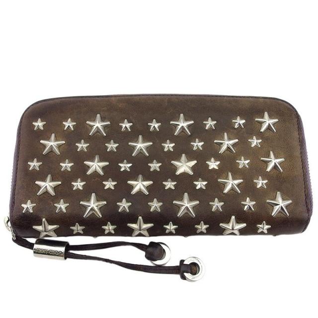 【BIGお買い物ラリー★30%OFFセール中】ジミーチュウ JIMMY CHOO 長財布 FILIPA ブラウン×パープル×シルバー レディース 中古
