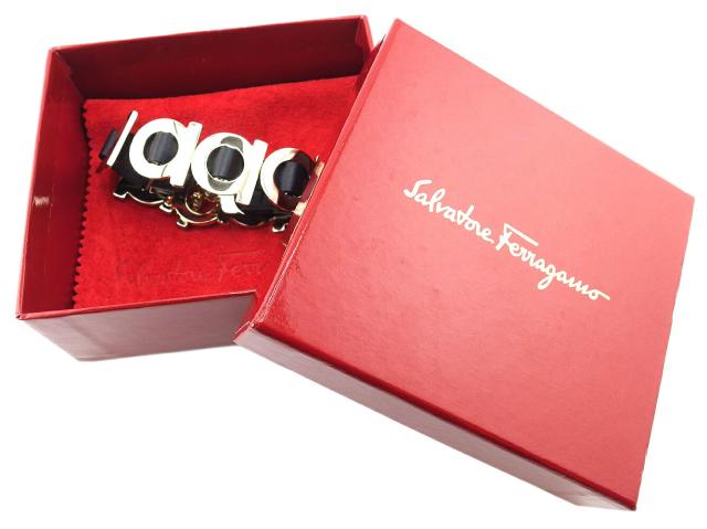 サルヴァトーレフェラガモ Salvatore Ferragamo バングルガンチーニ ゴールド ブラック レディース 中古_7