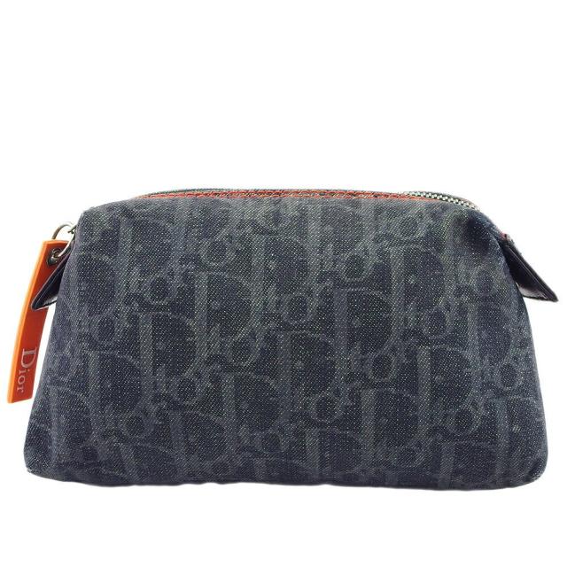 【BIGお買い物ラリー★30%OFFセール中】ディオール Dior ポーチトロッター フライトライン デニム ネイビー オレンジ レディース 中古