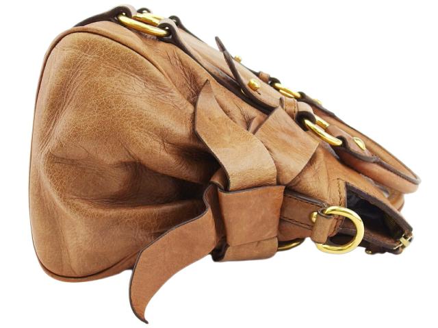 ミュウミュウ miu miu 2WAY サイドリボン レザー ハンドバッグ RT0438 ベージュ kz3612139999 MIU MIU ミュウミュウ 2way サイドリボン ヴィッテロ ラックス