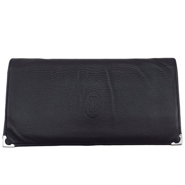 【BIGお買い物ラリー★30%OFFセール中】カルティエ CARTIER 長財布カボション 角プレート ブラック ボルドー レディース 中古