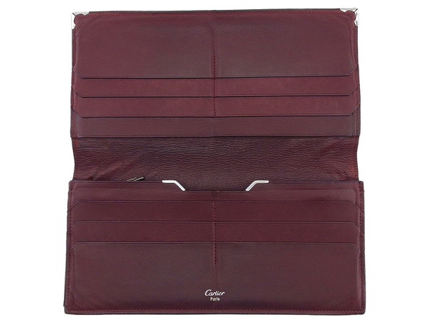 【30％OFF★週末タイムセール】カルティエ CARTIER 長財布カボション 角プレート ブラック ボルドー レディース 中古_4