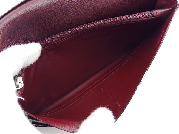 【30％OFF★週末タイムセール】カルティエ CARTIER 長財布カボション 角プレート ブラック ボルドー レディース 中古_5