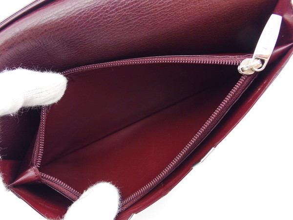 【30％OFF★週末タイムセール】カルティエ CARTIER 長財布カボション 角プレート ブラック ボルドー レディース 中古_6