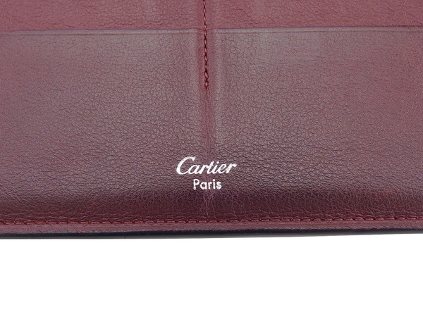 【30％OFF★週末タイムセール】カルティエ CARTIER 長財布カボション 角プレート ブラック ボルドー レディース 中古_7