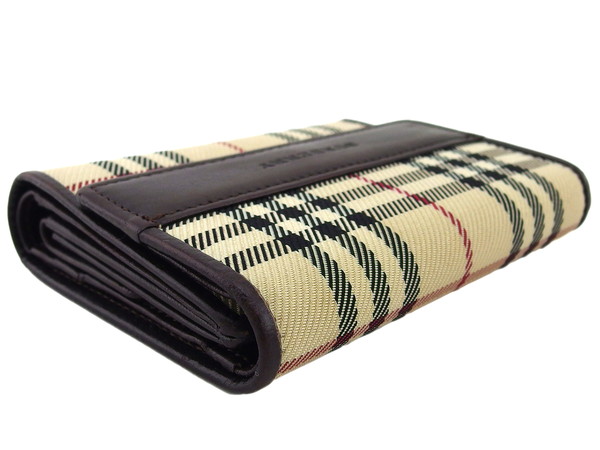 【30％OFF★週末タイムSALE】バーバリー BURBERRY 三つ折り財布ノバチェック ベージュ ブラウン ブラック系 レディース 中古_2