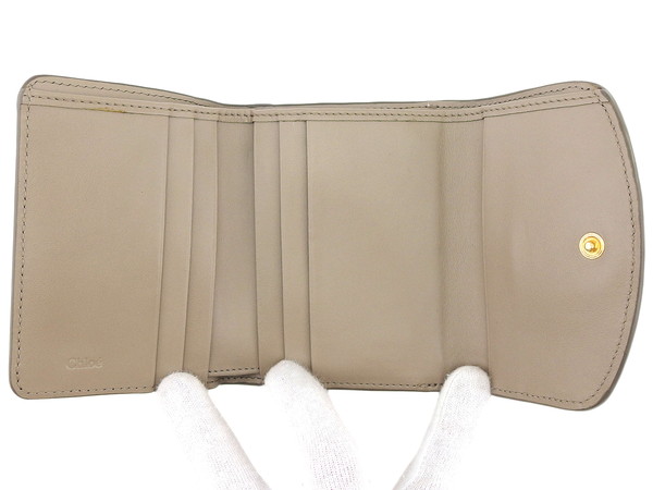 【30％OFF★週末タイムSALE】クロエ Chloe 二つ折り財布クロエC クロエシー ベージュ レディース 中古_4