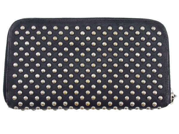 【GWタイムセール】ミュウミュウ MIUMIU 長財布スタッズ ロゴ入り ブラック レディース 中古_1