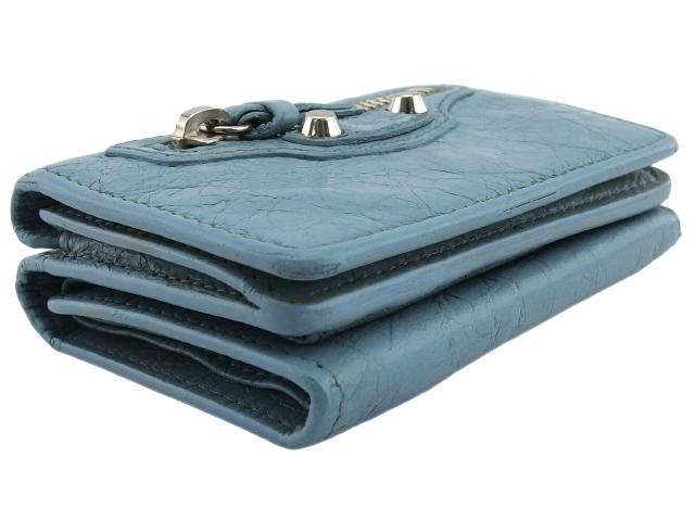 バレンシアガ BALENCIAGA 三つ折り財布 ライトブルー レディース 中古_2