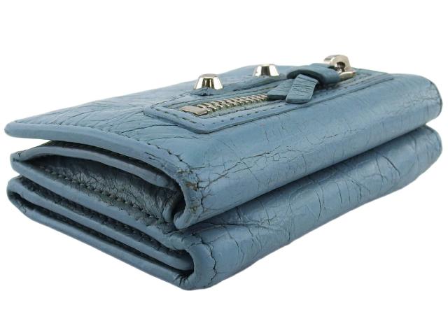 バレンシアガ BALENCIAGA 三つ折り財布 ライトブルー レディース 中古_3