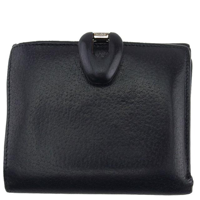 【BIGお買い物ラリー★30%OFFセール中】グッチ GUCCI 二つ折り財布 ブラック レディース 中古