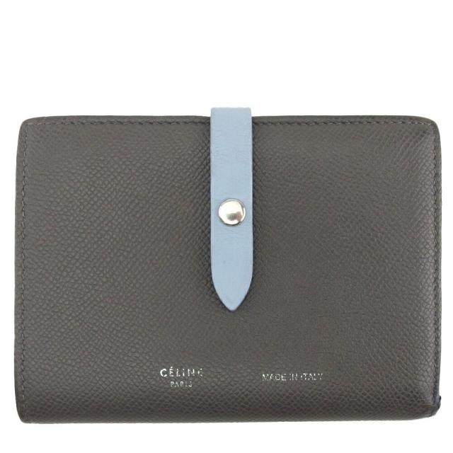 【BIGお買い物ラリー★30%OFFセール中】セリーヌ CELINE 二つ折り財布 グレー レディース 中古