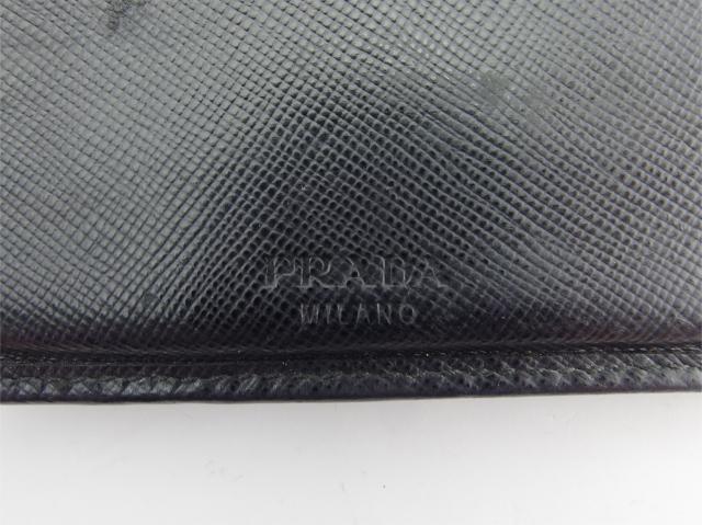 プラダ PRADA 二つ折り財布ロゴ ブラック レディース 中古_8