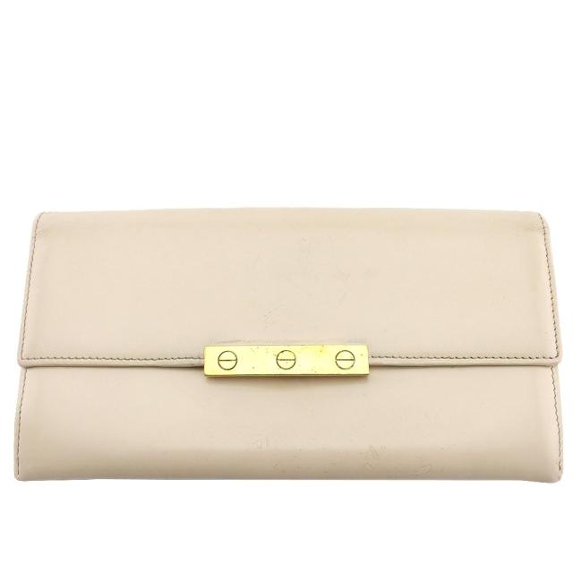 【BIGお買い物ラリー★30%OFFセール中】カルティエ CARTIER 長財布 LOVE コレクション アイボリー×ゴールド レディース 中古