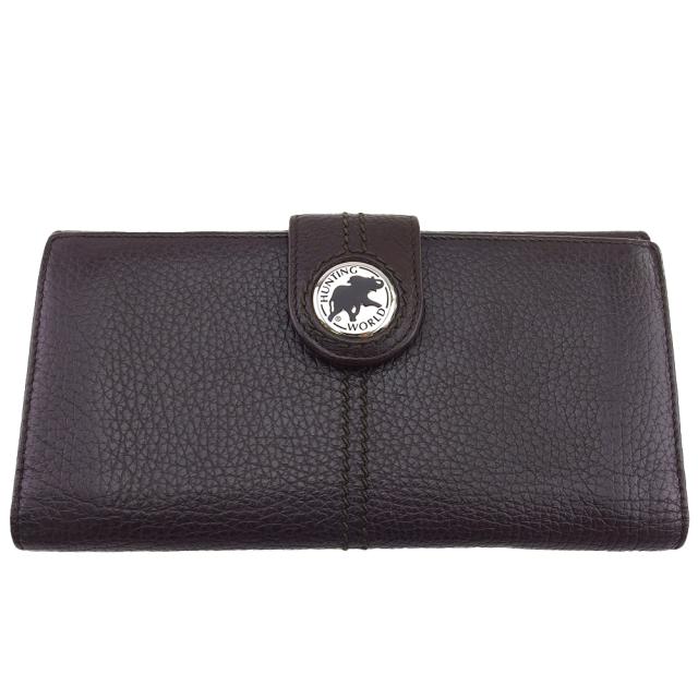 【X'masセール★30%OFF】ハンティングワールド HUNTING WORLD 長財布 ブラウン×ベージュ×シルバー レディース 中古