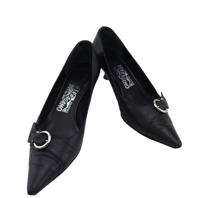 【X'masセール★30%OFF】サルヴァトーレフェラガモ Salvatore Ferragamo パンプス NERO レディース 中古