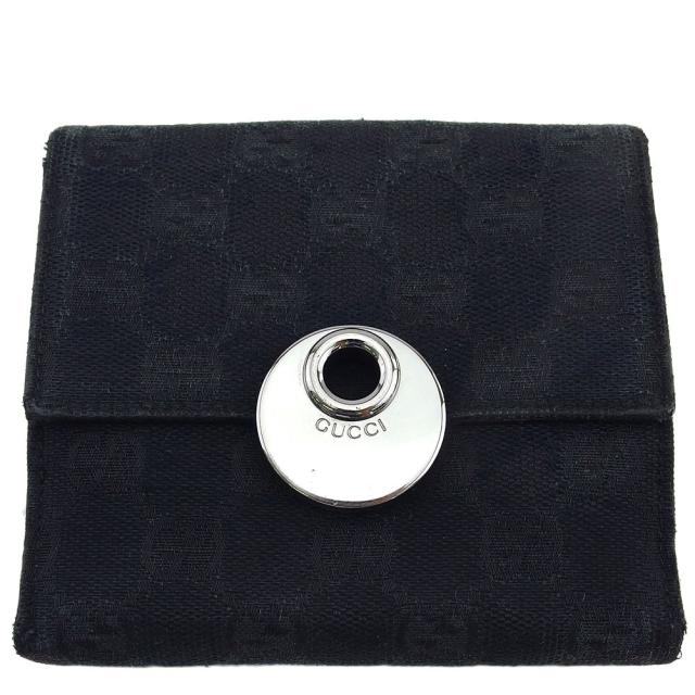 【X'masセール★30%OFF】グッチ GUCCI 二つ折り財布GG柄 エクリプス ブラック×シルバー レディース 中古