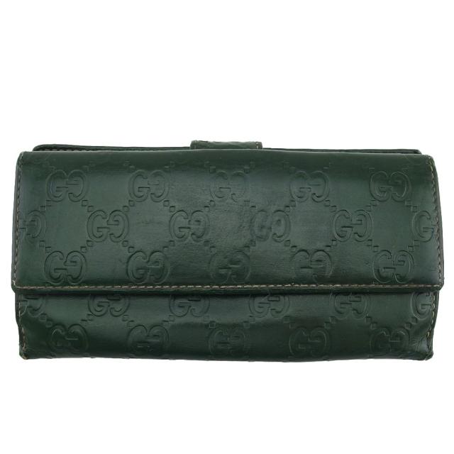 【BIGお買い物ラリー★30%OFFセール中】グッチ GUCCI 二つ折り財布グッチシマ グリーン レディース 中古