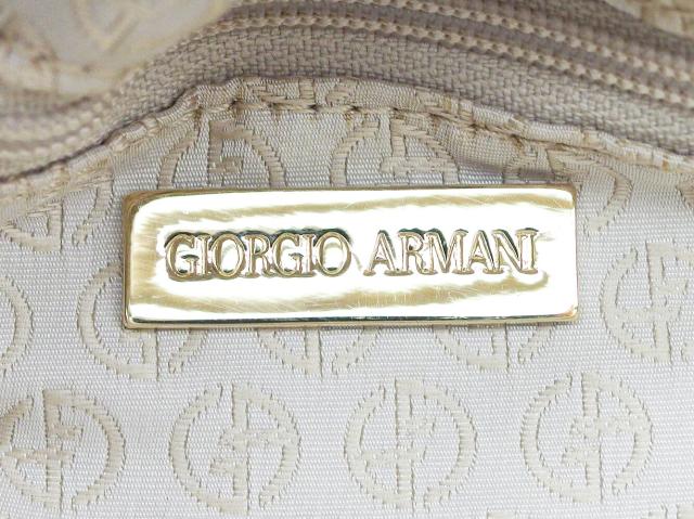 【GWタイムセール】ジョルジオアルマーニ GIORGIO ARMANI ハンドバッグGAマーク ブラウン ベージュ系 レディース 中古_8