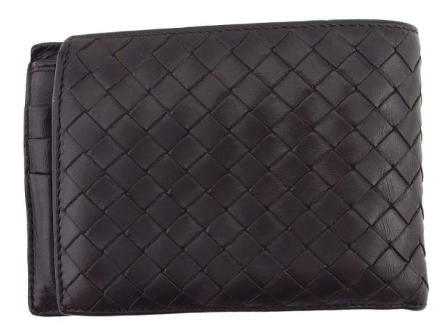 ボッテガヴェネタ BOTTEGAVENETA 二つ折り財布イントレチャート ブラウン レディース 中古_1