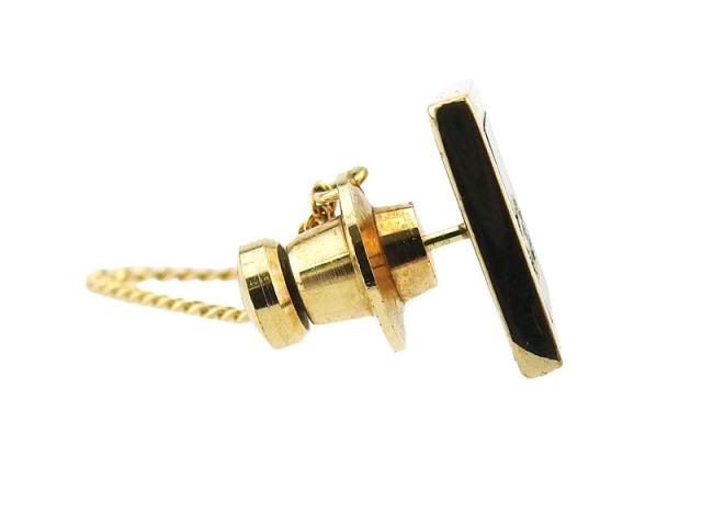 【30％OFF★週末タイムセール】ディオール Dior タイピンCDマーク ラインストーン付き タイタック ゴールド ブラック レディース 中古_3