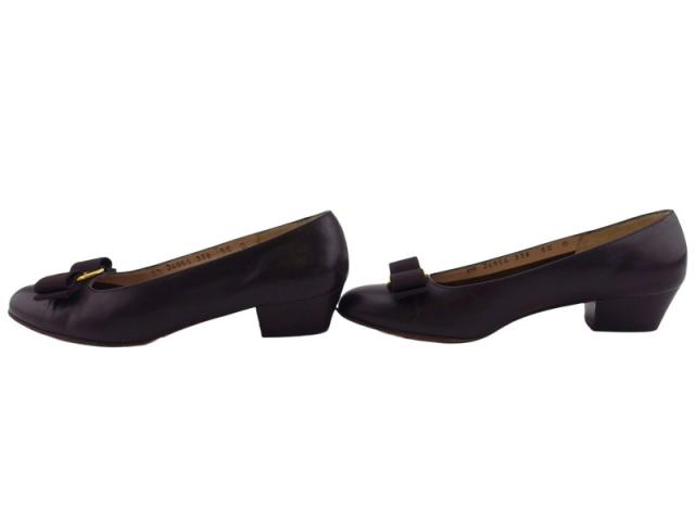 サルヴァトーレフェラガモ Salvatore Ferragamo パンプスヴァラリボン ♯5ハーフB ラウンドトゥ ブラウン レディース 中古_4