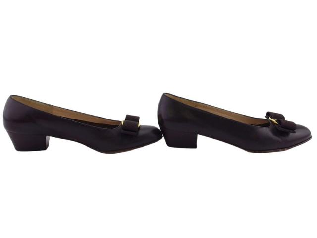サルヴァトーレフェラガモ Salvatore Ferragamo パンプスヴァラリボン ♯5ハーフB ラウンドトゥ ブラウン レディース 中古_5
