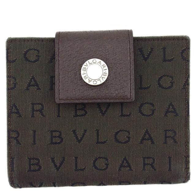 【BIGお買い物ラリー★30%OFFセール中】ブルガリ BVLGARI 二つ折り財布ロゴマニア ロゴボタン ブラウン オレンジ レディース 中古