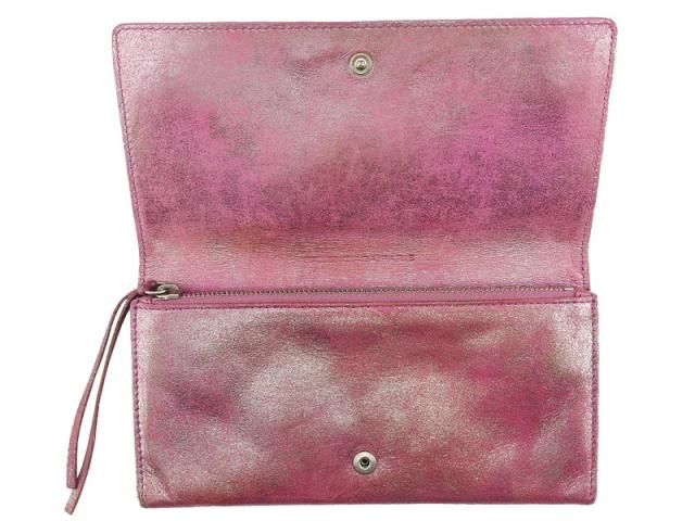 バレンシアガ ジャイアントマネー 二つ折り 長財布 ピンク シルバー