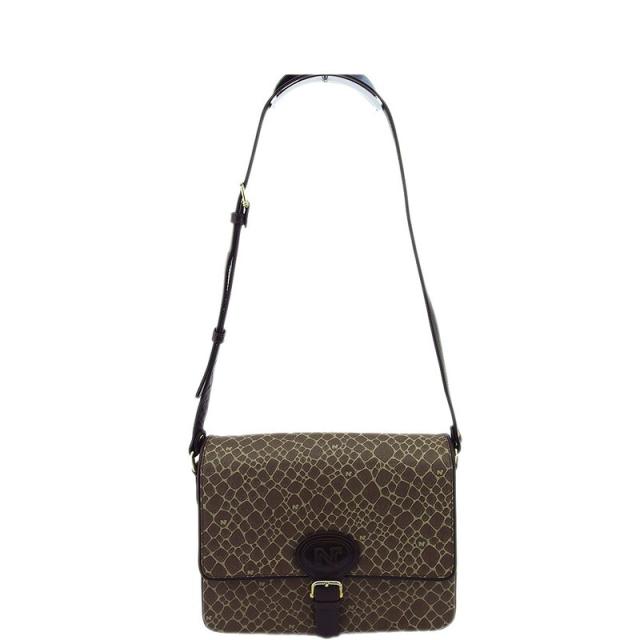 【X'masセール★30%OFF】ニナリッチ NINA RICCI ショルダーバッグヌーボー柄 ブラウン ベージュ レディース 中古