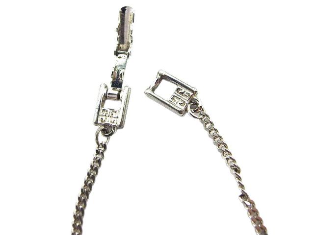 【月末タイムセール】ジバンシィ GIVENCHY ネックレス4Gロゴ ラインストーン付き シルバー レディース 中古_9