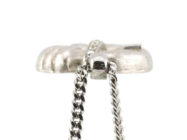 【月末タイムセール】ジバンシィ GIVENCHY ネックレス4Gロゴ ラインストーン付き シルバー レディース 中古_6