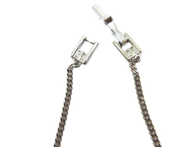 【月末タイムセール】ジバンシィ GIVENCHY ネックレス4Gロゴ ラインストーン付き シルバー レディース 中古_8