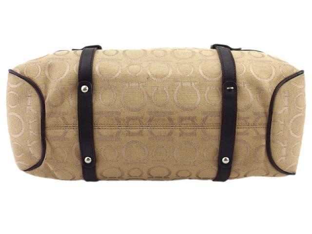 【30％OFF★週末タイムセール】サルヴァトーレフェラガモ Salvatore Ferragamo トートバッグガンチーニ ベージュ ブラウン レディース 中古_2
