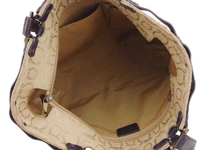 【30％OFF★週末タイムセール】サルヴァトーレフェラガモ Salvatore Ferragamo トートバッグガンチーニ ベージュ ブラウン レディース 中古_5