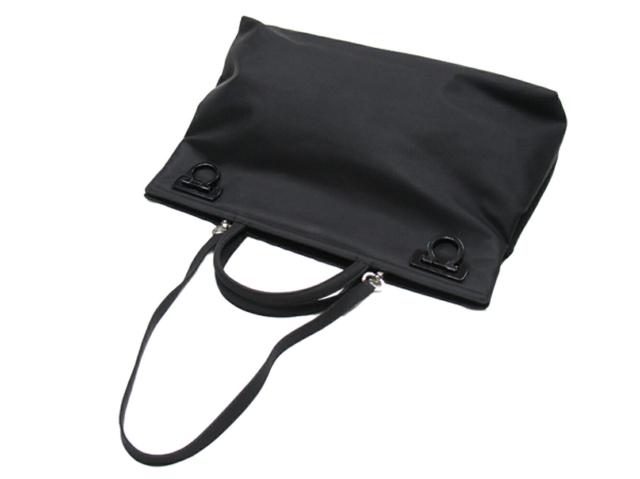 【30％OFF★週末タイムSALE】サルヴァトーレフェラガモ Salvatore Ferragamo トートバッグガンチーニ ショルダーストラップ付き ブラック シルバー レディース 中古_3