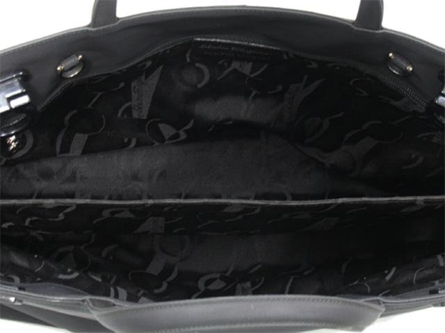 【30％OFF★週末タイムSALE】サルヴァトーレフェラガモ Salvatore Ferragamo トートバッグガンチーニ ショルダーストラップ付き ブラック シルバー レディース 中古_6