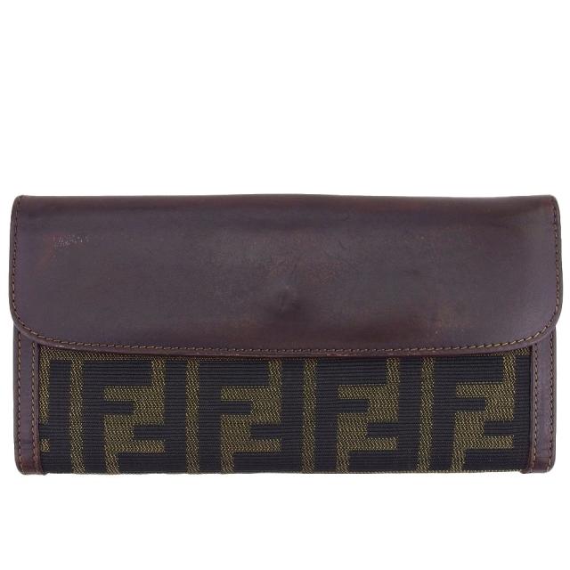 【BIGお買い物ラリー★30%OFFセール中】フェンディ FENDI 長財布ズッカ ブラウン ベージュ ブラック レディース 中古