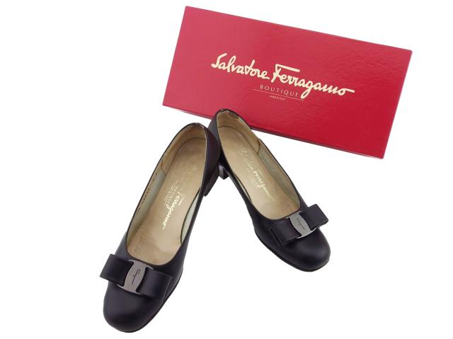 未使用品　salvatore ferragamo ヴァラリボンパンプス　ブラック フェラガモ パンプス/ハイヒール シューズ レディース カルラ