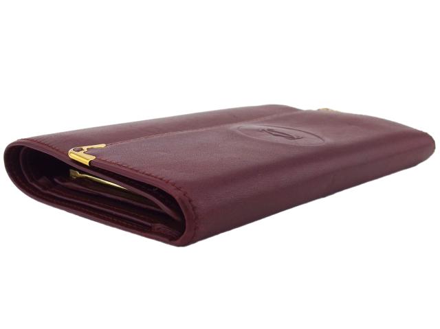 新品未使用品✨Cartier カルティエ　三つ折り財布　マストライン　ボルドー カルティエ CARTIER 三つ折り財布 マストライン ボルドー×ゴールド