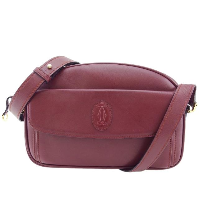 【BIGお買い物ラリー★30%OFFセール中】カルティエ CARTIER ショルダーバッグ マストライン ボルドー×ゴールド レディース 中古