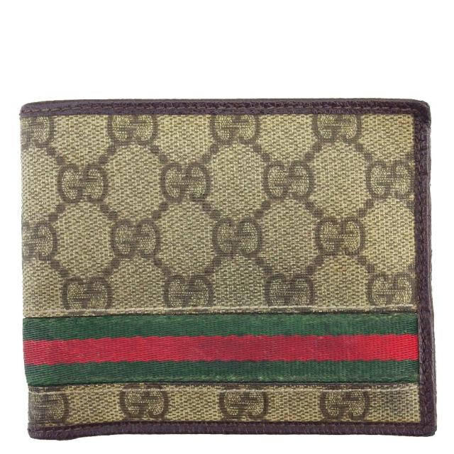 【BIGお買い物ラリー★30%OFFセール中】グッチ GUCCI 札入れGGプラス シェリーライン ベージュ ブラウン グリーン系 レディース 中古