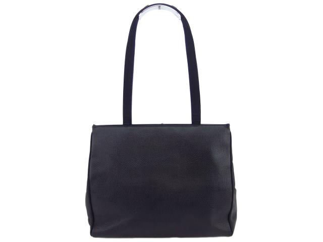 サルヴァトーレフェラガモ Salvatore Ferragamo トートバッグヴァラ リザード調 ブラック ネイビー レディース 中古_1
