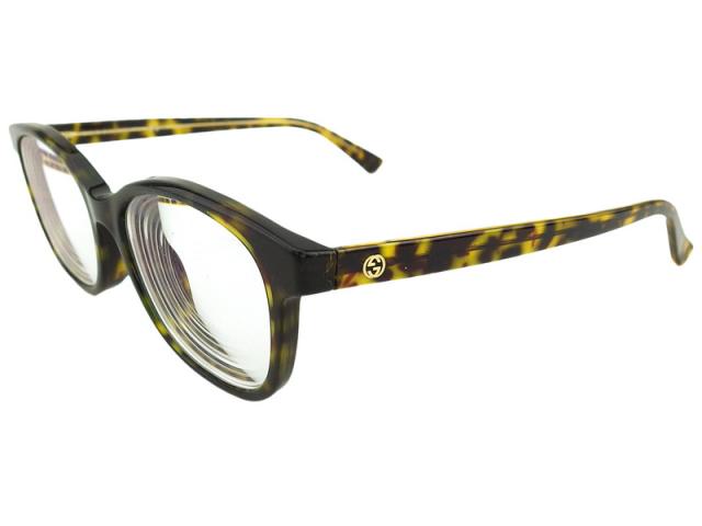 グッチ GUCCI メガネ ウェリントン型 ダブルG ブラウン ベージュ系