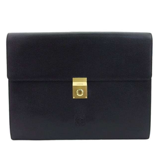 【BIGお買い物ラリー★30%OFFセール中】ロエベ LOEWE ビジネスバッグアナグラム ブラック レディース 中古