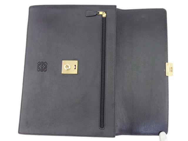 【30％OFF★週末タイムSALE】ロエベ LOEWE ビジネスバッグアナグラム ブラック レディース 中古_4