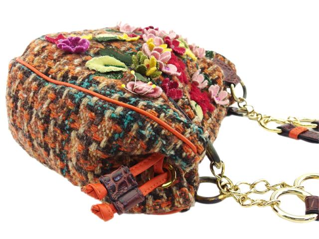 エトロ ETRO ショルダーバッグツィード 花 フラワーモチーフ ブラウン