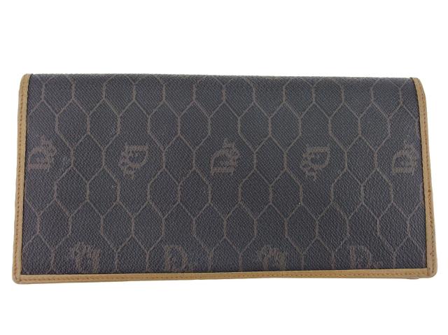 【GWタイムセール】ディオール Dior 札入れハニカム柄 オールドセリーヌ ブラック ブラウン レディース 中古_1