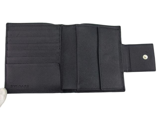 ブルガリ BVLGARI 二つ折り財布クラシコ ロゴボタン ブラック